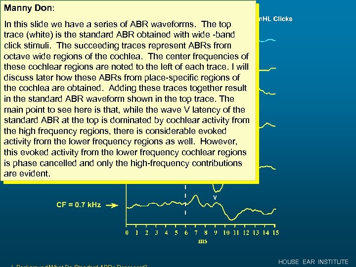 Manny Don: In this slide we have a series of ABR waveforms. The top