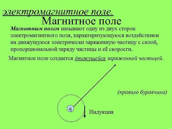 электромагнитное поле. Магнитное поле Магнитным полем называют одну из двух сторон электромагнитного поля, характеризующуюся