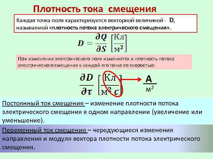 Плотность тока смещения в вакууме