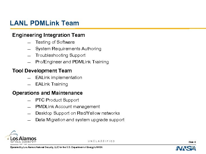 LANL PDMLink Team Engineering Integration Team — — Testing of Software System Requirements Authoring