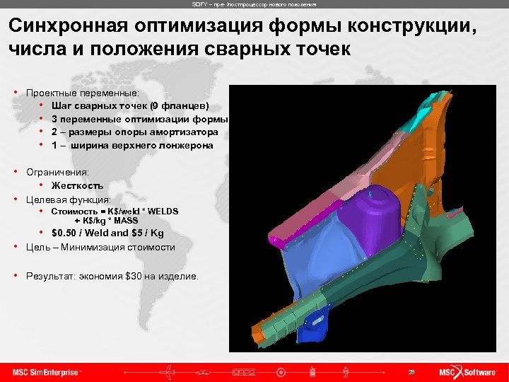 SOFY – пре- /постпроцессор нового поколения Синхронная оптимизация формы конструкции, числа и положения сварных