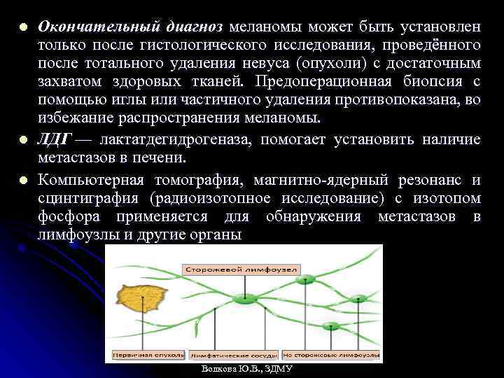 l l l Окончательный диагноз меланомы может быть установлен только после гистологического исследования, проведённого