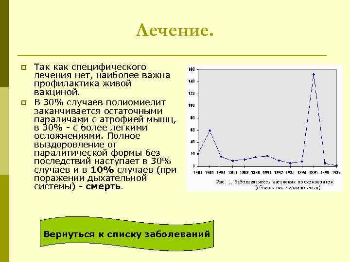 Лечение. p p Так как специфического лечения нет, наиболее важна профилактика живой вакциной. В