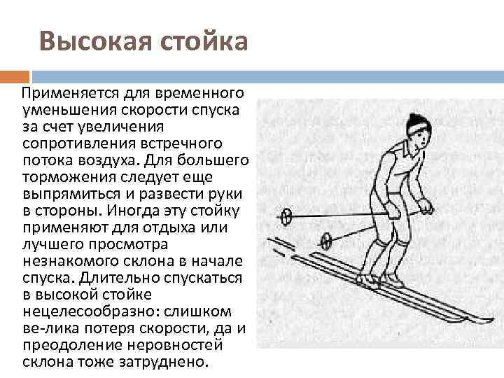 Высокая стойка Применяется для временного уменьшения скорости спуска за счет увеличения сопротивления встречного потока
