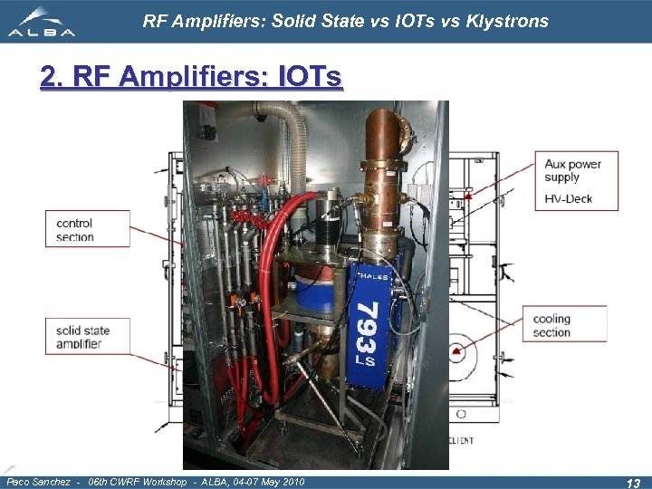 RF Amplifiers: Solid State vs IOTs vs Klystrons 2. RF Amplifiers: IOTs Paco Sanchez