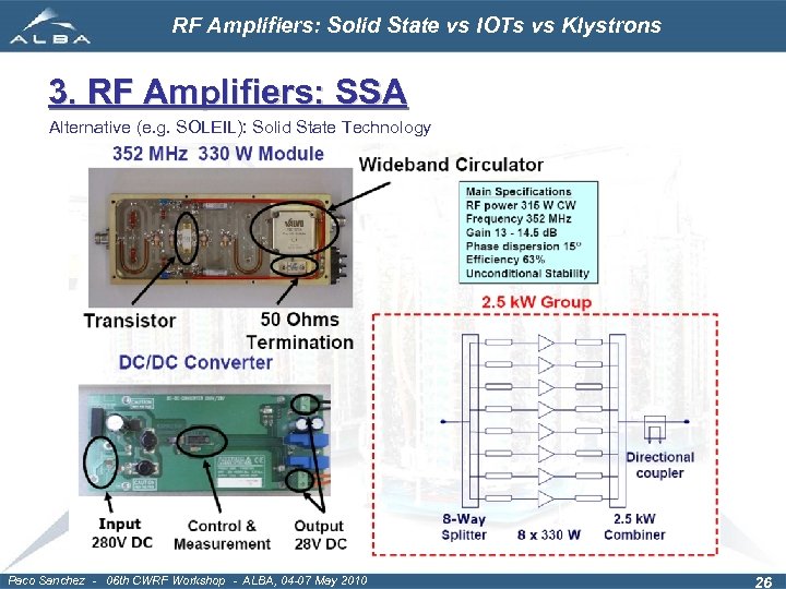 RF Amplifiers: Solid State vs IOTs vs Klystrons 3. RF Amplifiers: SSA Alternative (e.