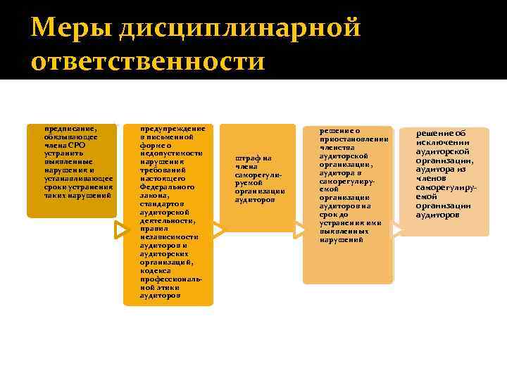 Меры дисциплинарной ответственности предписание, обязывающее члена СРО устранить выявленные нарушения и устанавливающее сроки устранения