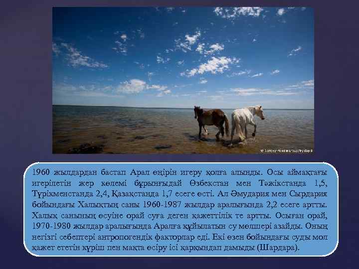 1960 жылдардан бастап Арал өңірін игеру қолға алынды. Осы аймақтағы игерілетін жер көлемі бұрынғыдай