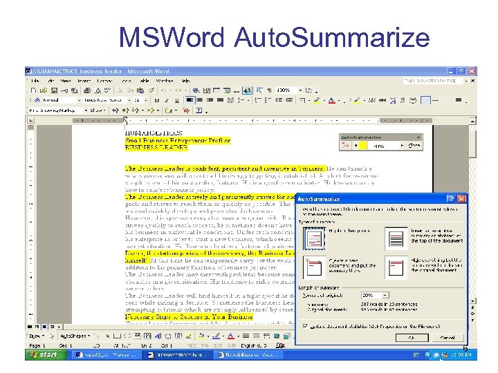 MSWord Auto. Summarize 6 