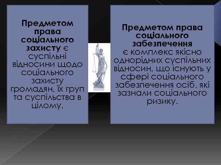 Предметом права соціального захисту є суспільні відносини щодо соціального захисту громадян, їх груп та