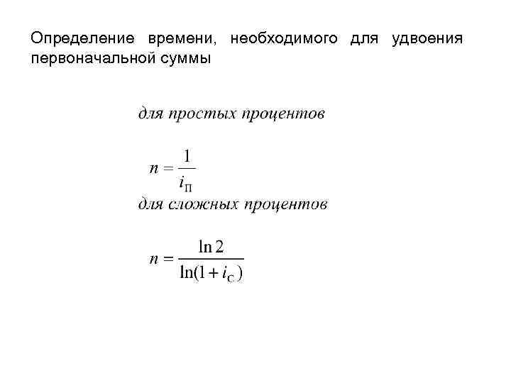 Определение времени, необходимого для удвоения первоначальной суммы 