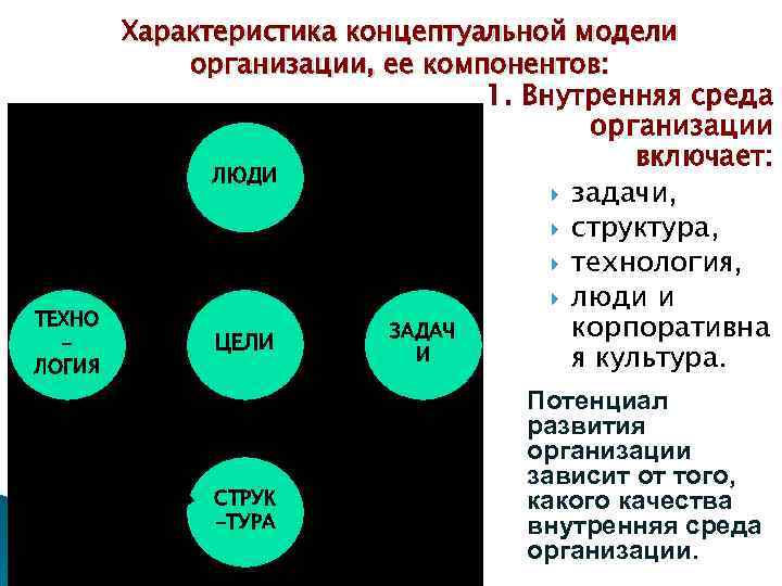 Внутренняя среда физкультурно-спортивной организации. Характеристика концептуальный компонент.