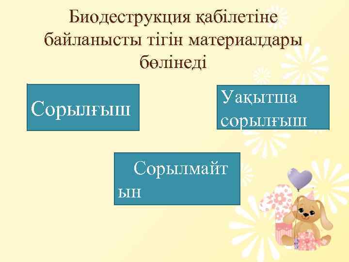 Биодеструкция қабілетіне байланысты тігін материалдары бөлінеді Сорылғыш Уақытша сорылғыш Сорылмайт ын 