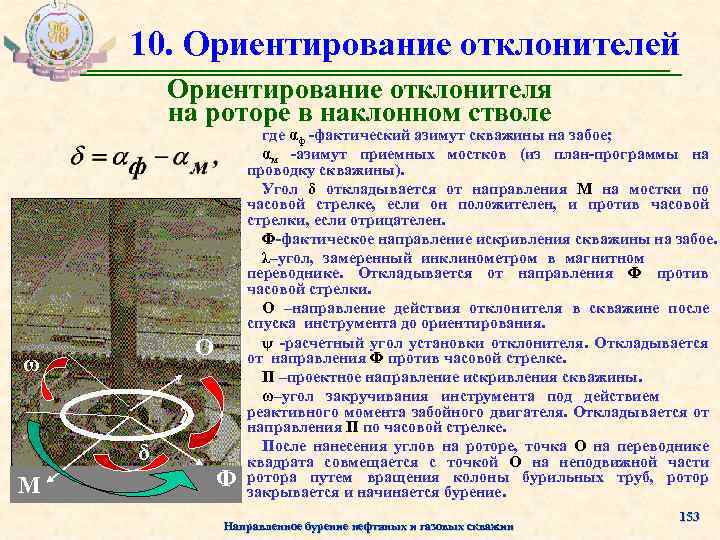 Рабочий направление. Методы забойного ориентирования отклонителей.. Направление действия отклонителя. Схема ориентирования отклонителя на роторе. Ориентирование Клина отклонителя.