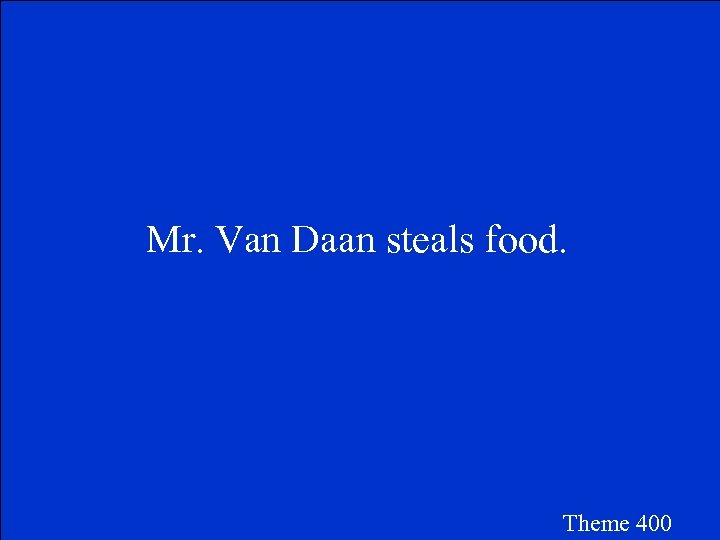 Mr. Van Daan steals food. Theme 400 