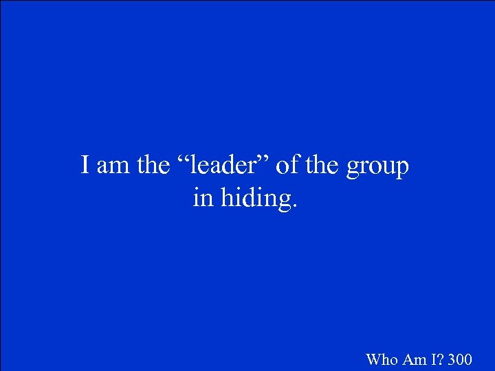 I am the “leader” of the group in hiding. Who Am I? 300 