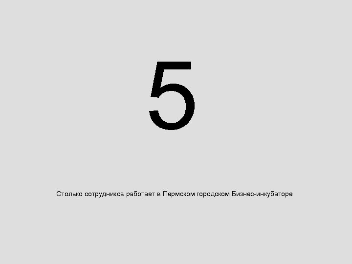 5 Столько сотрудников работает в Пермском городском Бизнес-инкубаторе 