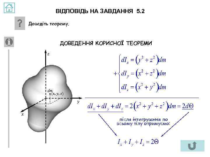 ВІДПОВІДЬ НА ЗАВДАННЯ 5. 2 Доведіть теорему. ДОВЕДЕННЯ КОРИСНОЇ ТЕОРЕМИ z dm (x, y,