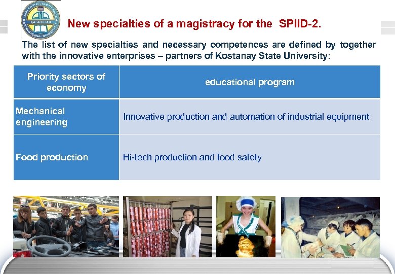 New specialties of a magistracy for the SPIID-2. The list of new specialties and