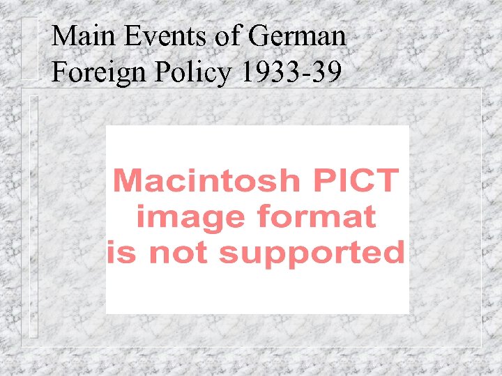 Main Events of German Foreign Policy 1933 -39 