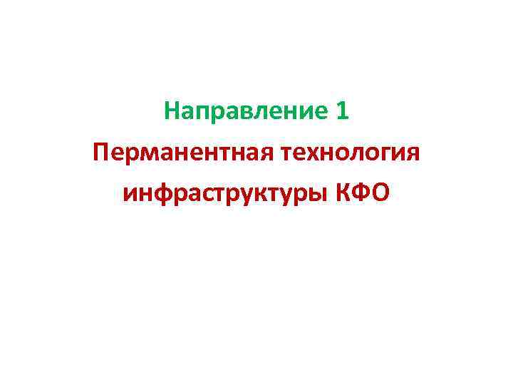 Направление 1 Перманентная технология инфраструктуры КФО 