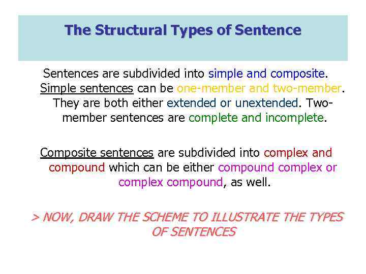 One member sentence. Structural Types of sentences. English sentence structure. Four Types of sentence. Structural classification of sentences.