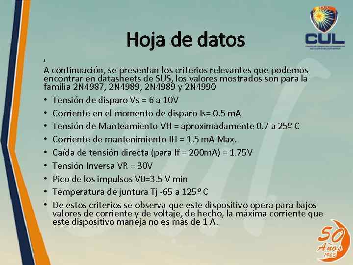 Hoja de datos ] A continuación, se presentan los criterios relevantes que podemos encontrar