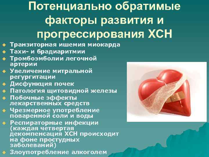 Потенциально обратимые факторы развития и прогрессирования ХСН u u u u u Транзиторная ишемия