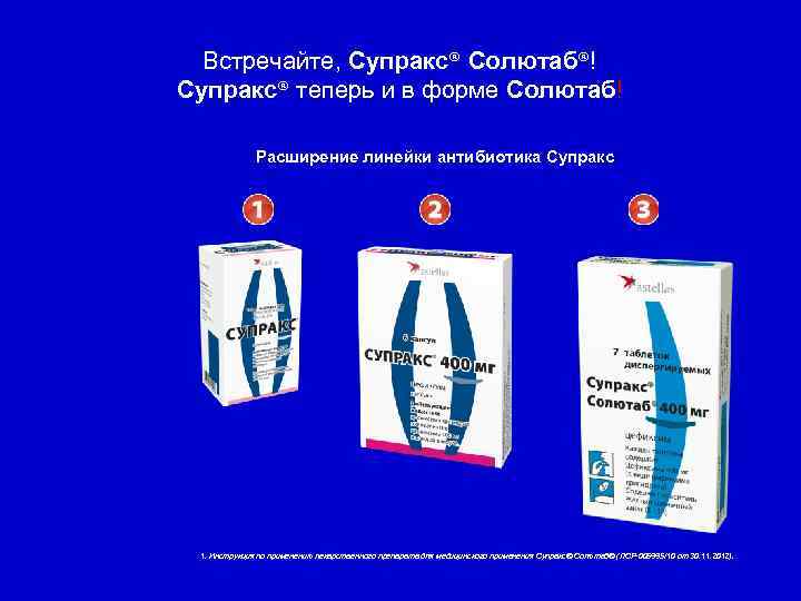 Встречайте, Супракс® Солютаб®! Супракс® теперь и в форме Солютаб! Расширение линейки антибиотика Супракс 1.