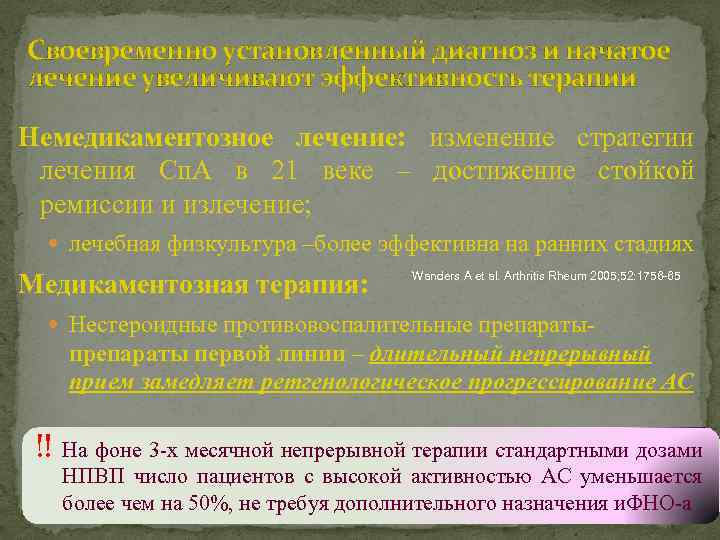 Своевременно установленный диагноз и начатое лечение увеличивают эффективность терапии Немедикаментозное лечение: изменение стратегии лечения