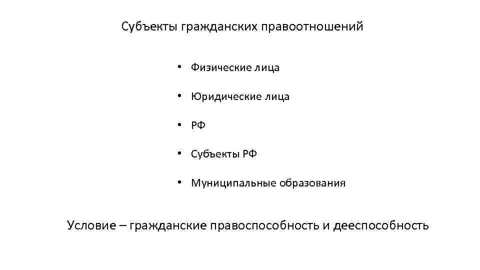 Физические и юридические лица в гражданских правоотношениях