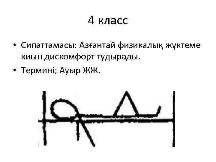 4 класс • Сипаттамасы: Азғантай физикалық жүктеме киын дискомфорт тудырады. • Термині; Ауыр ЖЖ.