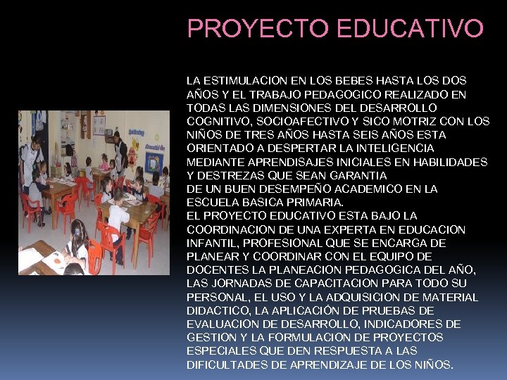 PROYECTO EDUCATIVO LA ESTIMULACION EN LOS BEBES HASTA LOS DOS AÑOS Y EL TRABAJO