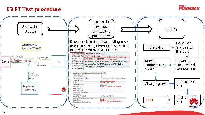 03 PT Test procedure Setup the station Launch the test tool and set the