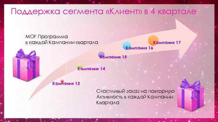 Поддержка сегмента «Клиент» в 4 квартале MOF Программа в каждой Кампании квартала Кампания 17