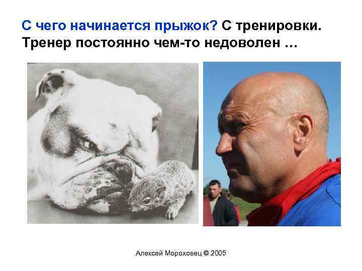 С чего начинается прыжок? С тренировки. Тренер постоянно чем-то недоволен … Алексей Мороховец ©