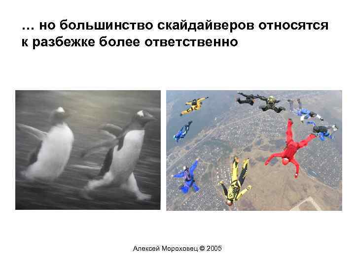 … но большинство скайдайверов относятся к разбежке более ответственно Алексей Мороховец © 2005 