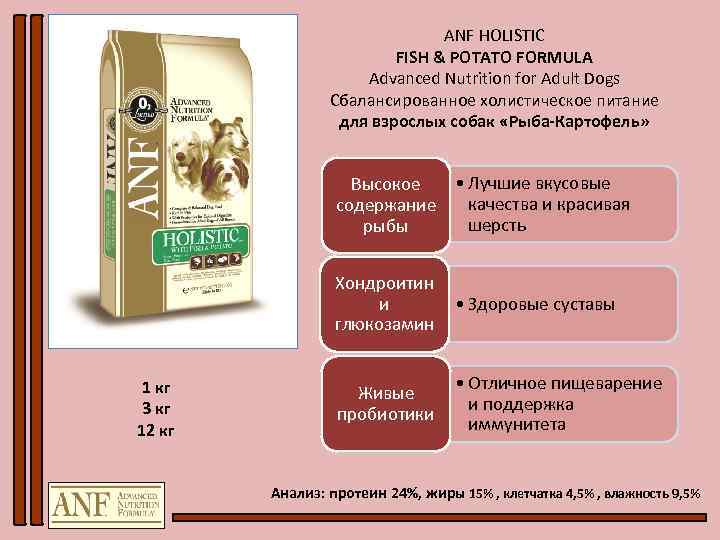 ANF HOLISTIC FISH & POTATO FORMULA Advanced Nutrition for Adult Dogs Сбалансированное холистическое питание