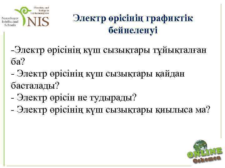 Электр өрісінің графиктік бейнеленуі Электр өрісінің күш сызықтары тұйықталған ба? Электр өрісінің күш сызықтары