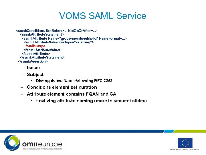 VOMS SAML Service <saml: Conditions Not. Before=. . . Not. On. Or. After=. .