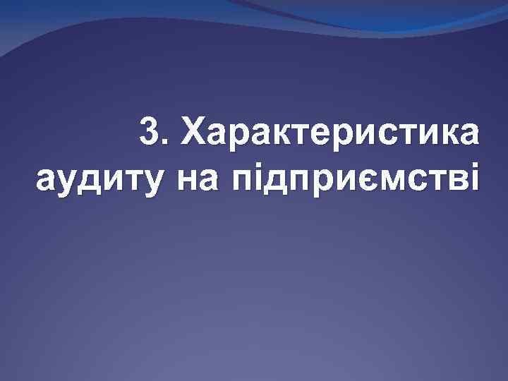 3. Характеристика аудиту на підприємстві 