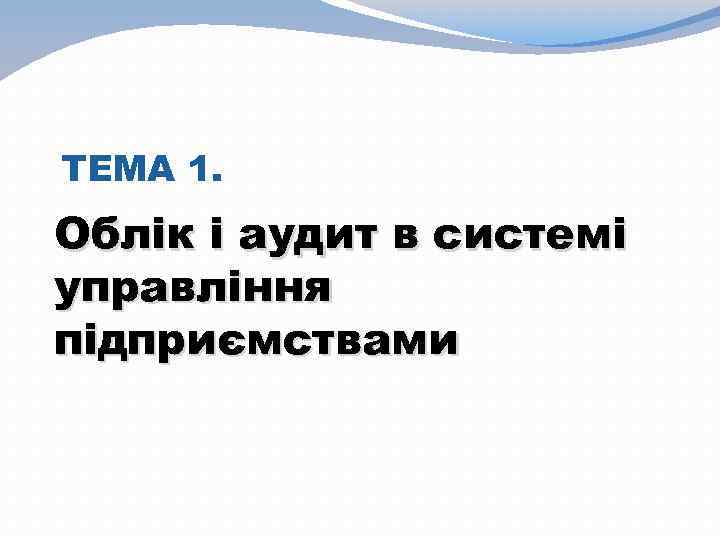 ТЕМА 1. Облік і аудит в системі управління підприємствами 