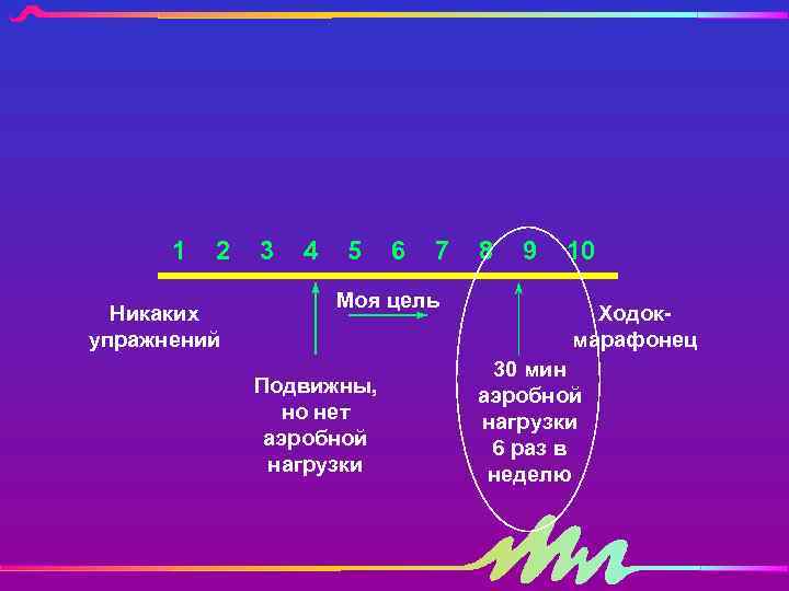 1 2 Никаких упражнений 3 4 5 6 7 Моя цель Подвижны, но нет