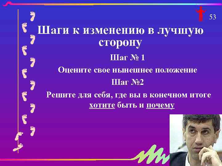 53 Шаги к изменению в лучшую сторону Шаг № 1 Оцените свое нынешнее положение