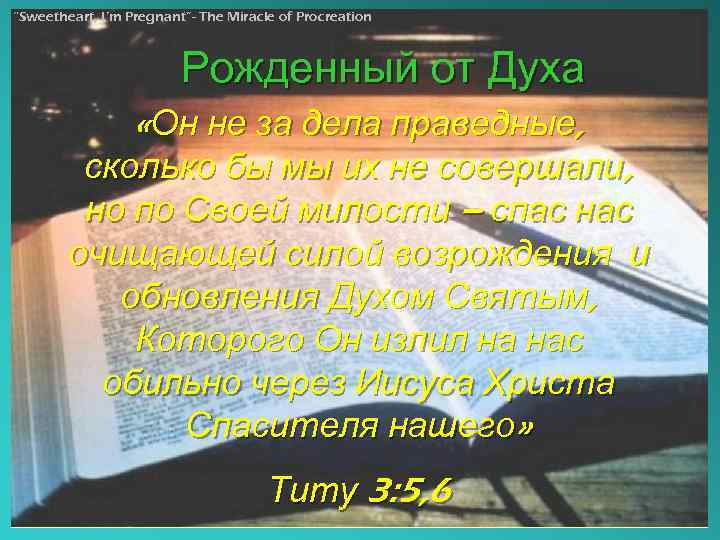 “Sweetheart, I’m Pregnant”- The Miracle of Procreation Рожденный от Духа «Он не за дела