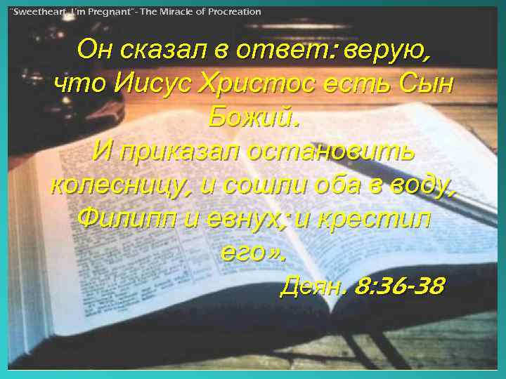 “Sweetheart, I’m Pregnant”- The Miracle of Procreation Он сказал в ответ: верую, что Иисус