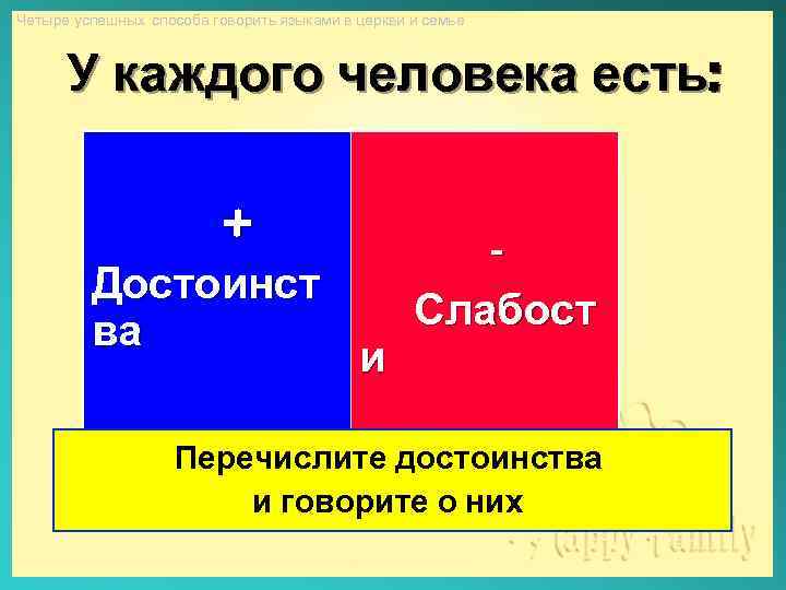 Четыре успешных способа говорить языками в церкви и семье У каждого человека есть: +