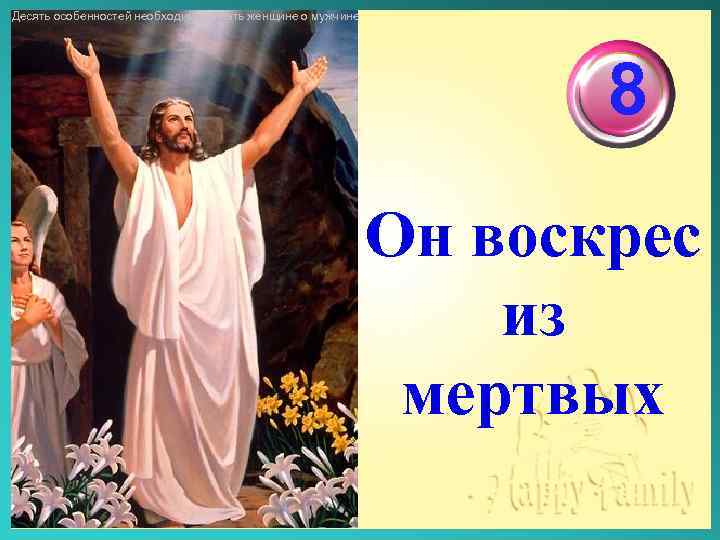 Десять особенностей необходимые знать женщине о мужчине 8 Он воскрес из мертвых 