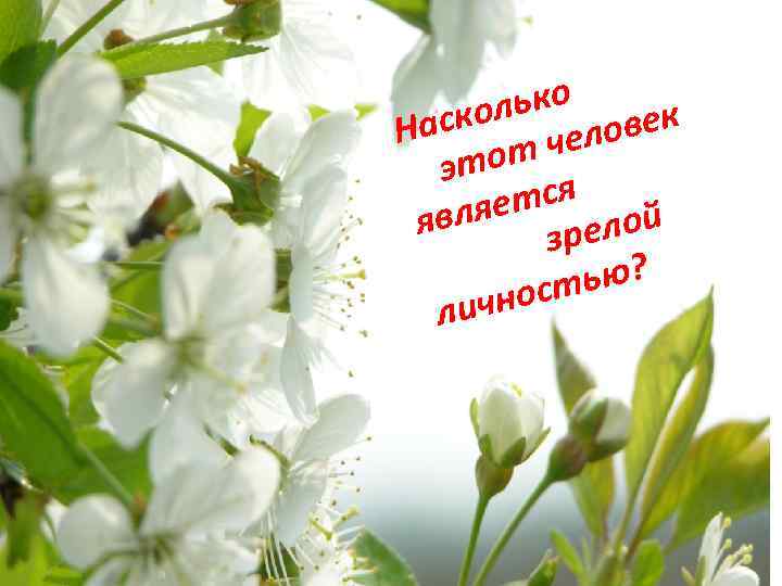 лько век аско чело Н этот ется ой вля я зрел ью? ност лич