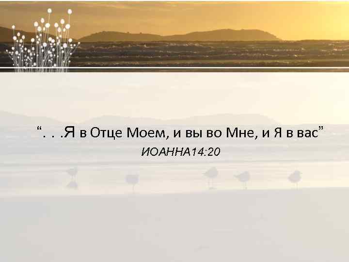 “. . . Я в Отце Моем, и вы во Мне, и Я в